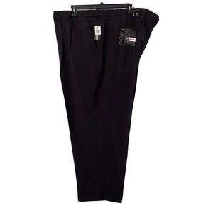 Van Heusen Dress Pants Mens Double Pleated Size 60x32 Black Extender Waist +2"